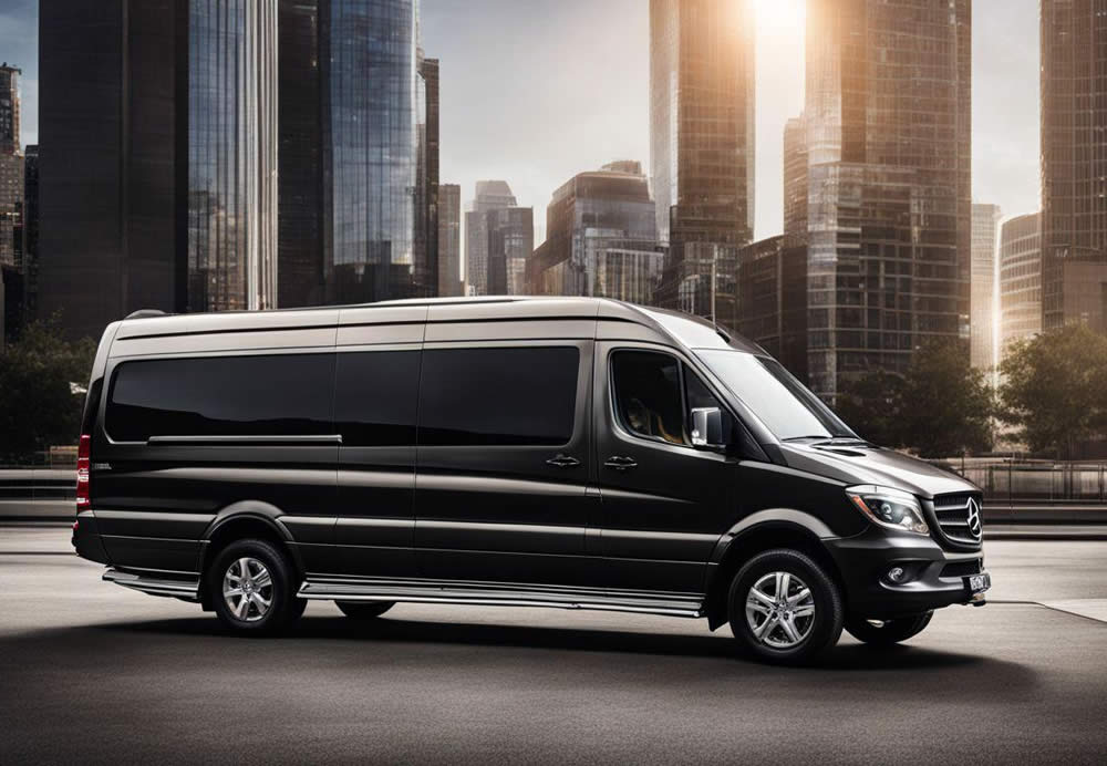 A black van on the road