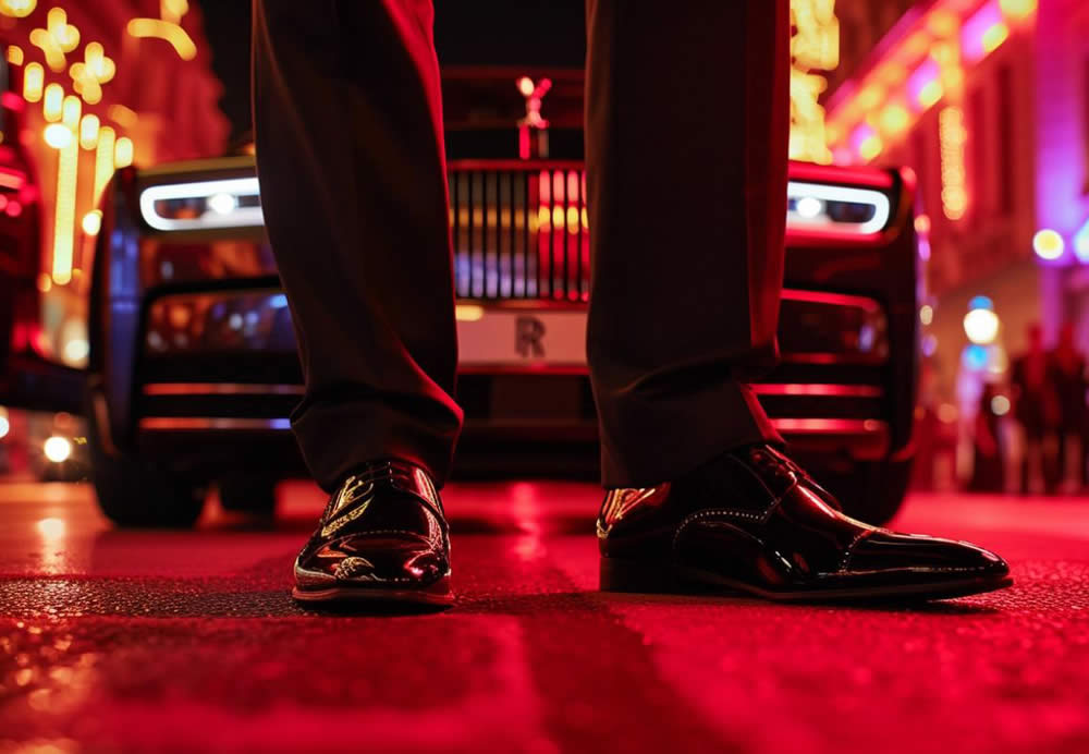 man standing in  front of a limo