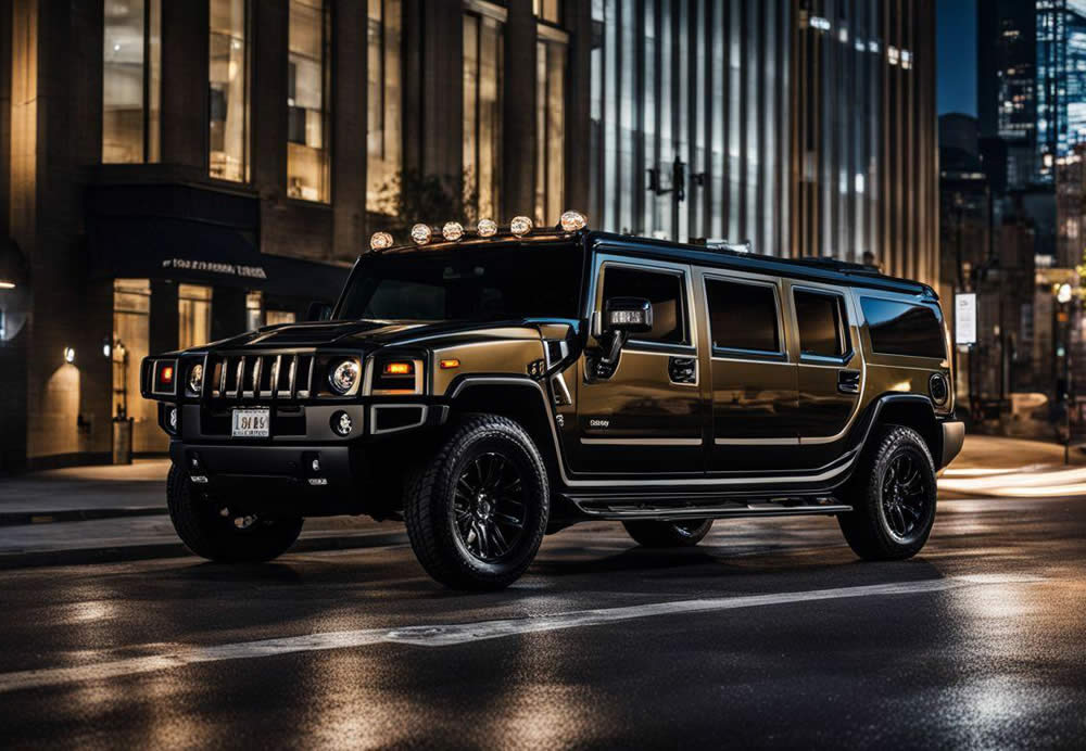 A black limousine on a street