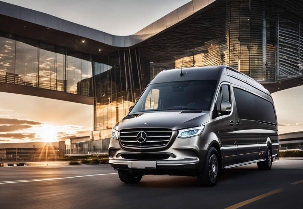 A silver van on a road